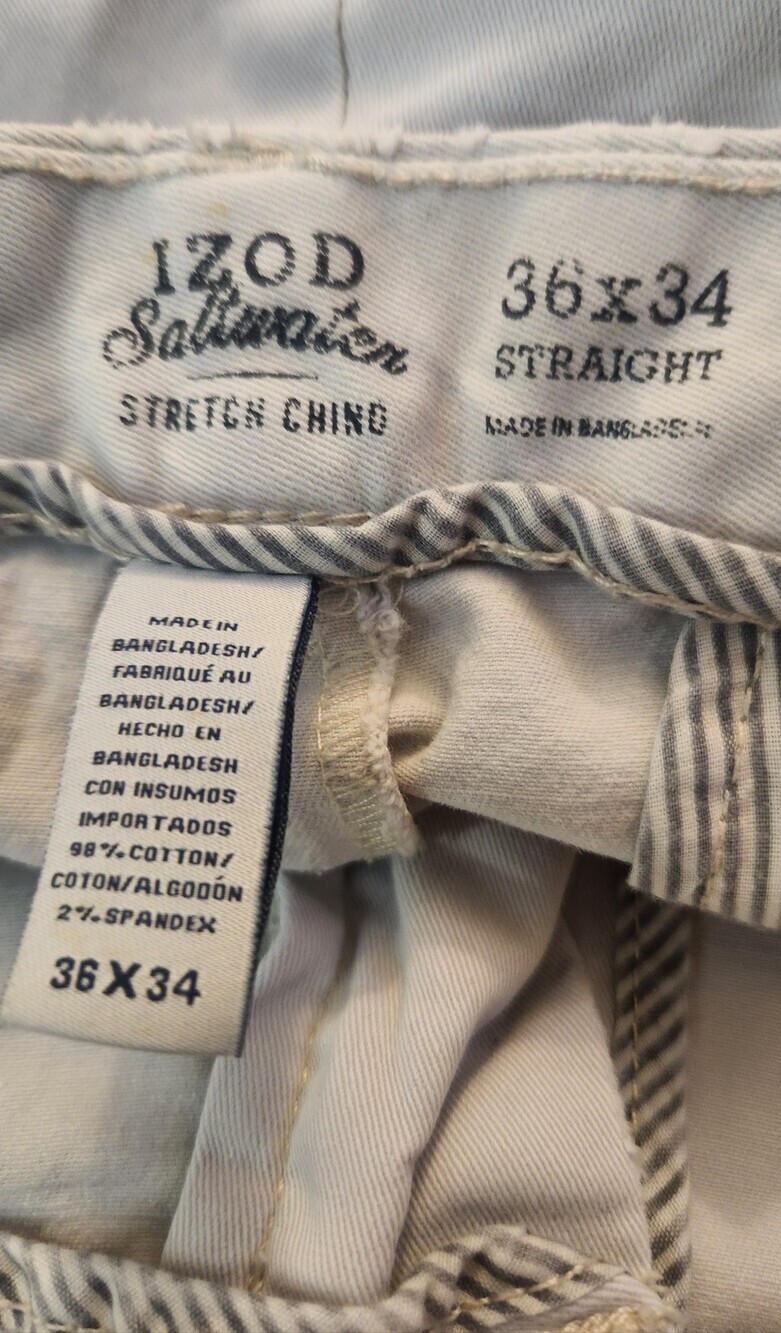Izod Saltwater Stretch CHINO Pants 36 X 34 White - Picture 4 of 8